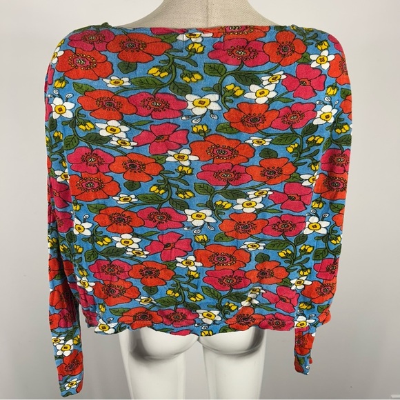 ❤️ COMPANIA FANTASTICA Floral V-Neck Long Sleeve Top S - Picture 5 of 12